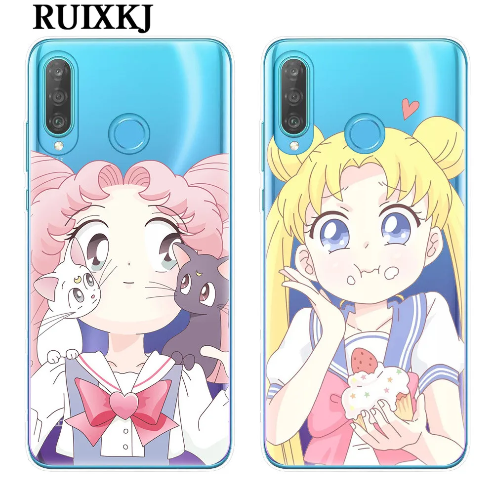Чехол для телефона RUIXKJ Huawei P8 P9 Lite 2017 Mate 10 20 P10 P20 P30 Pro Kawaii Сейлор Мун мягкий чехол из
