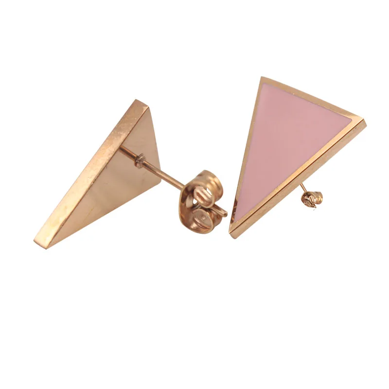 Enamel Stainless Steel Geometric Triangle Earrings Woman Girl Stud Earring Fashion Jewelry 1 Piece Free Shipping | Украшения и