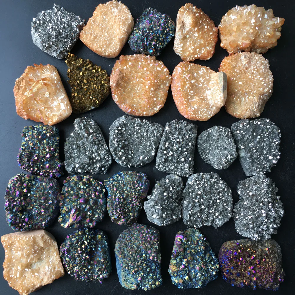 

1070g 27pcs More Colour Aura Quartz Crystal Titanium Bismuth Silicon Cluster Rainbow
