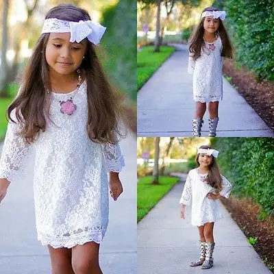 Лето 2017 г. кружевное платье с цветочным рисунком для маленьких девочек
