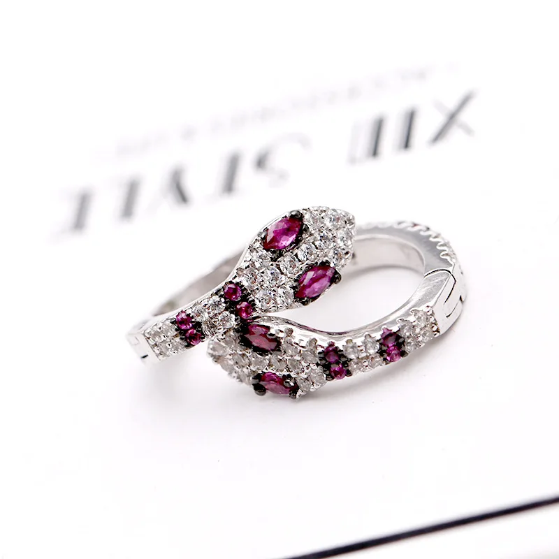 Модные современные серьги серебряного цвета серьги-кольца из змеиной кожи со