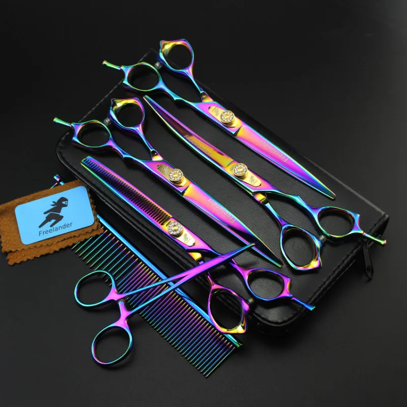 7 дюймовые профессиональные наборы ножниц для домашних животных JP440C 61HRC прямых и