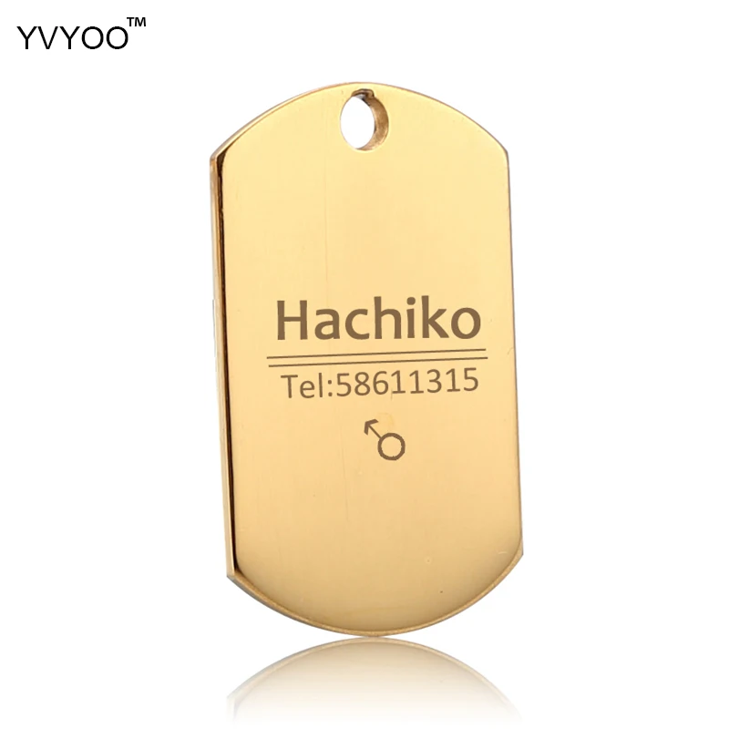 YVYOO ошейник для собак из нержавеющей стали, бирка для собак, кошек, гравировка, ошейник для питомцев, аксессуары, идентификационная бирка, имя телефона, принадлежности для домашних животных AA