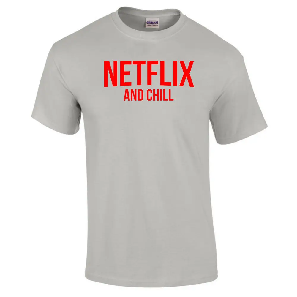 Netflix And Chill забавная шутка трендовая Высококачественная футболка до 5XL новые