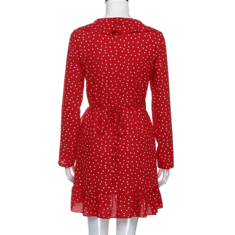 2019 сексуальное летнее платье в горошек Пляжное Платье с асимметричным бантом