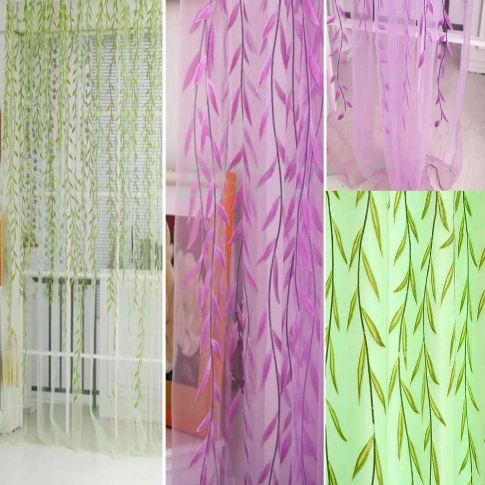 Тюль из ивового тюля для окон и дверей драпировка в виде листьев модный шарф | Дом