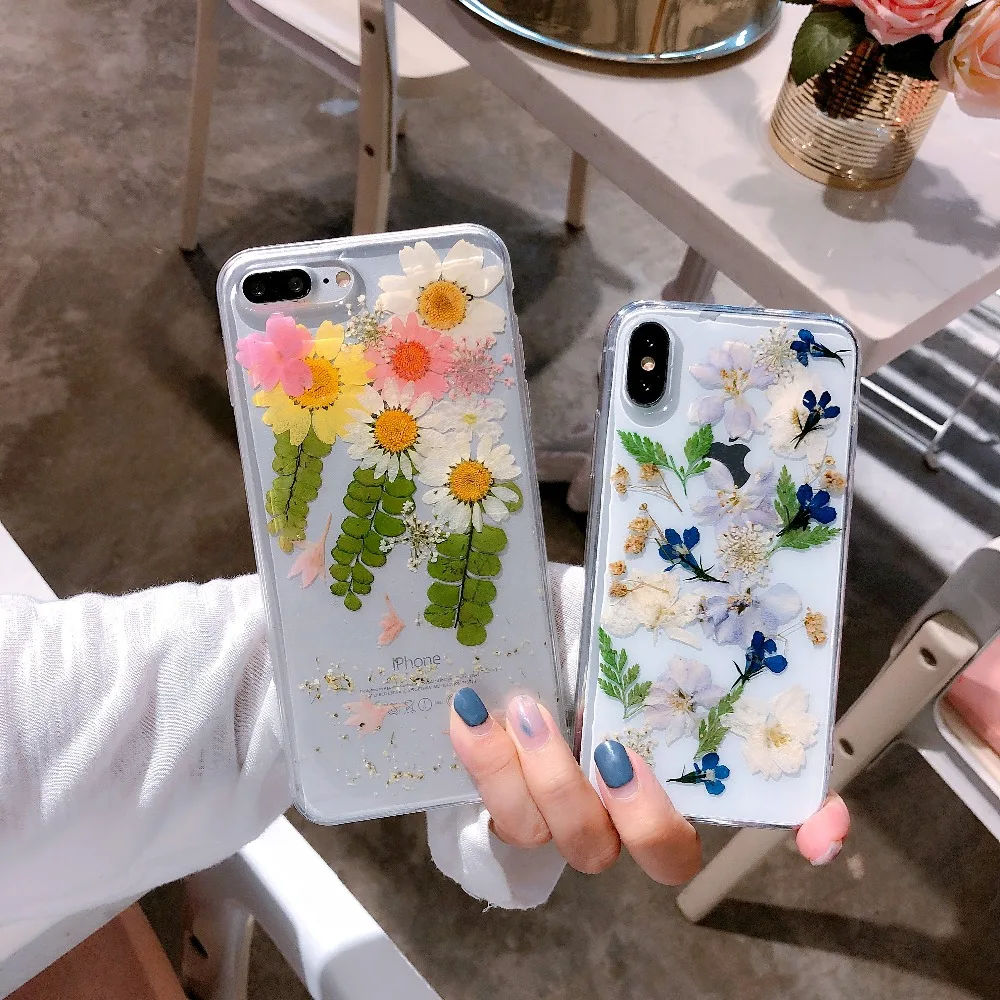 Viewfar Deer Mum Real Dry Flower Transparent Soft Case For Apple iphone 6 7 8 Plus X XR XS Max Cover 6P 7plus 8plus XsMax Cases | Мобильные