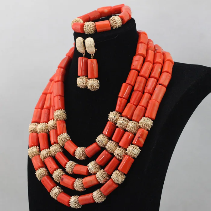 В африканском стиле/в нигерийском стиле Новое 4 ряда оранжевый добавить золотой