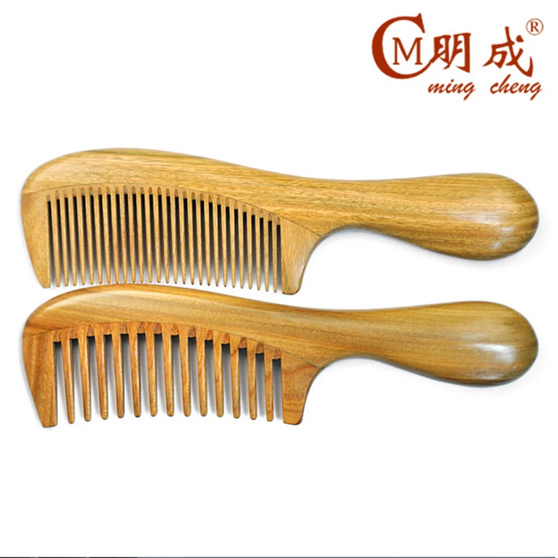 ming cheng Pure Nature hand made Sandalwood comb anti-static with widen and narrow tooth wood brush | Красота и здоровье