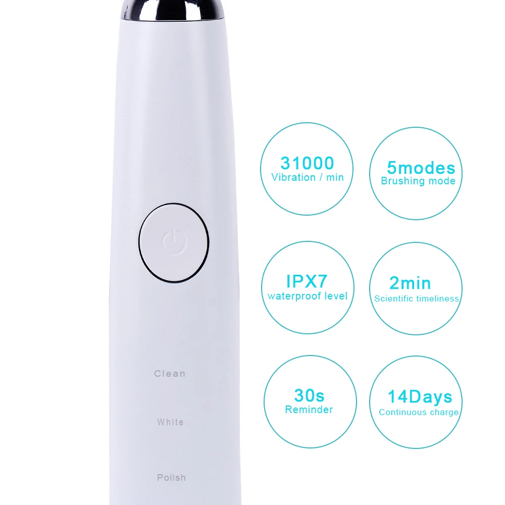 Ультразвуковая электрическая зубная щетка AZDNET 5 функций перезаряжаемая с USB