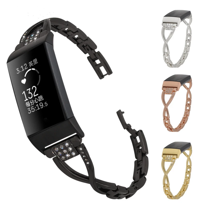 Шикарные полосы из нержавеющей стали для Fitbit Charge 3 Смарт-часы X-Link с ремешком со