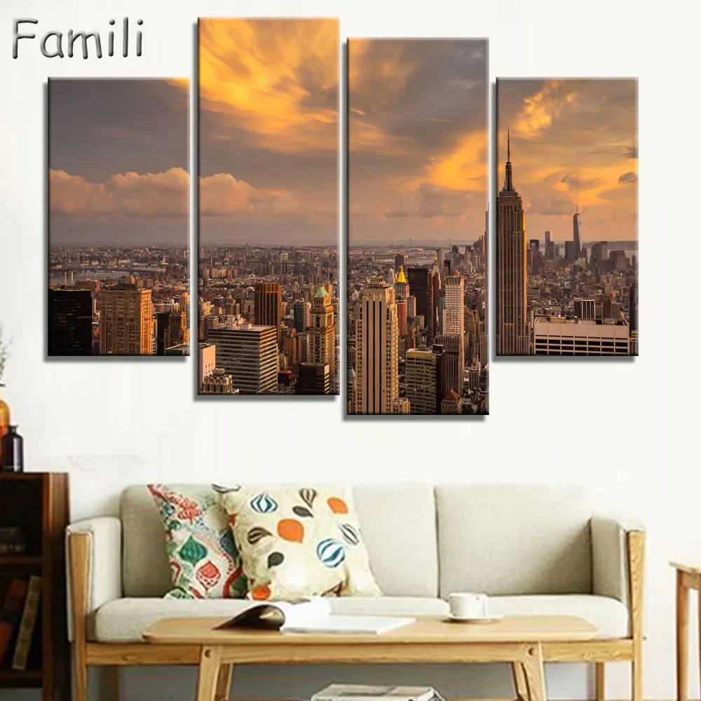 Картина с изображением Бруклина Манхэттена Нью-Йорка 4 шт. | Дом и сад