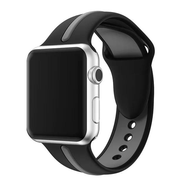black-gary Силиконовый ремешок JANSIN для apple watch series 5 4 3 2, спортивный ремешок для iwatch 38 мм/42 мм/40 мм/44 мм, цветной ремешок для замены - Цвет ремешка: black-gary