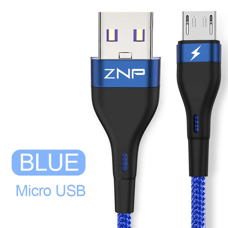 Синий ZNP usb type-C кабель для Xiaomi Redmi Note 7 mi9 USB C кабель для samsung S10 провод для быстрого заряда USB-C шнур для зарядки мобильного телефона - Цвет: Синий