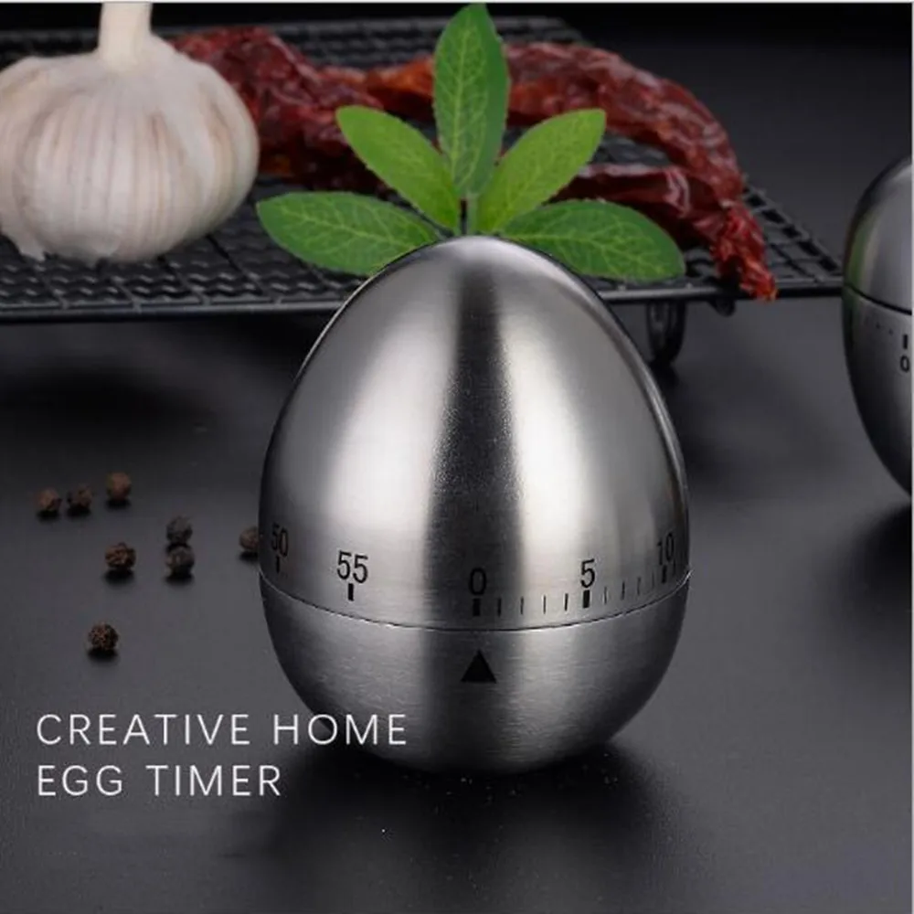 egg Кухонные Таймеры в форме яйца, часы из нержавеющей стали для приготовления пищи, обратный отсчет 60 минут, будильник, механический обратный отсчет - Цвет: egg