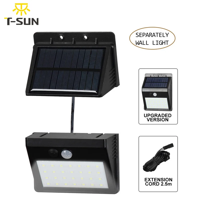 

Светодиодный настенный светильник на солнечной батарее, разделяемый, светодиодный, 28 дюймов, с датчиком движения