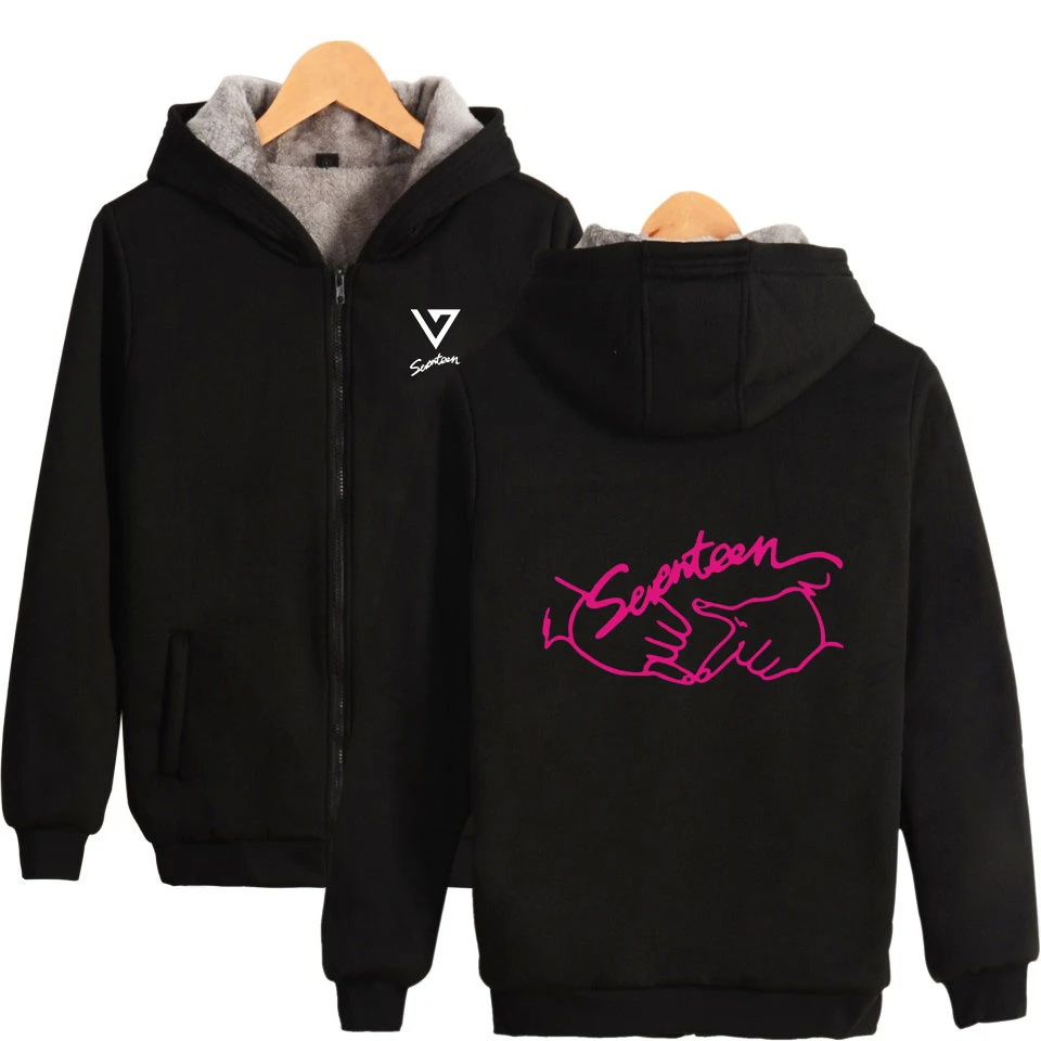 

Seventeen17 Group Album Men/Women Zip-up Winter Thick Cotton Warm Coats Hoodies Sweatshirt Kpop Hip Hop Harajuku Top Plus Size