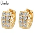 Chandler, новинка, золотые, посеребренные, фиолетовые, классические, детские, CC, серьги-кольца, шампанское, Huggie, Круглые, австрийские кристаллы, массивные ювелирные изделия