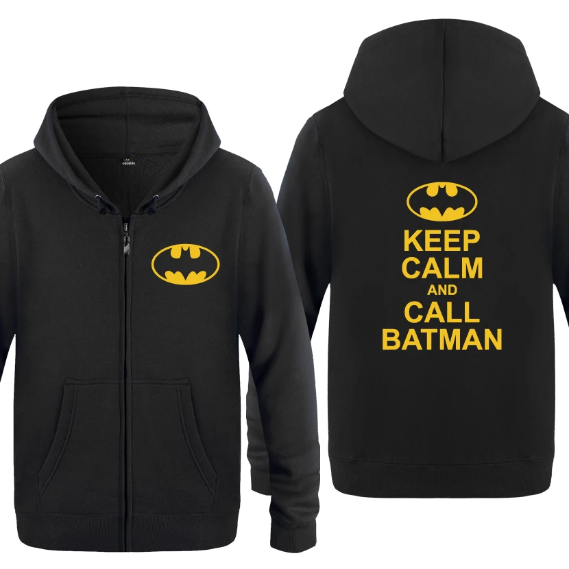 Мужские флисовые толстовки на молнии с капюшоном Keep Calm and Call Batman 2018 | Мужская