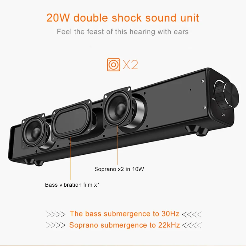 Двойной Вт 20 драйверы динамик 4400 мАч HIFI сабвуфер стерео 10 Bluetooth с технологией BassUp