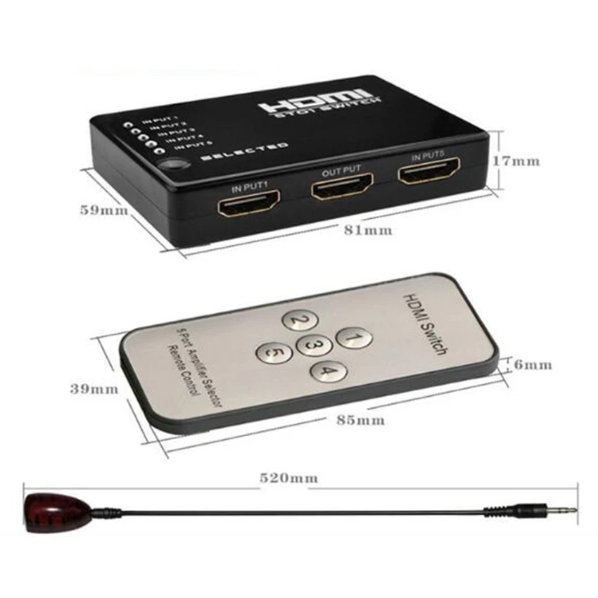Переключатель HDMI 3D 1080p 5 портов 4K переключатель селектор сплиттер с