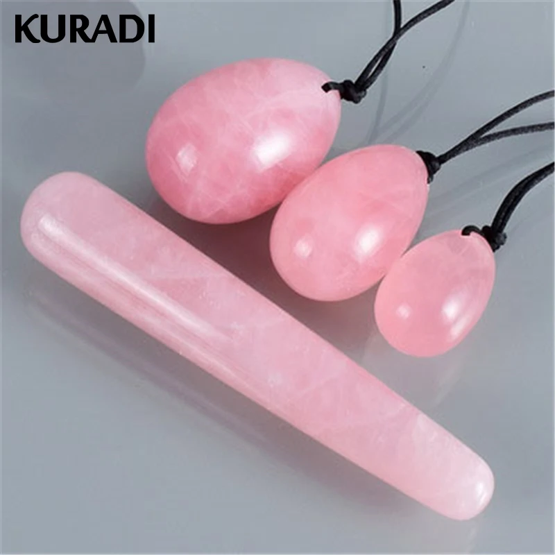 4 шт./компл. розовый кварц с бриллиантами Йони яйцо украшением в виде кристаллов