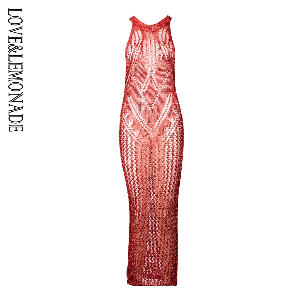 Женское трикотажное платье LOVE & LEMONADE красное с воротником модель LM1403|Женские