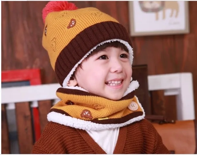 Флисовая шапка и короткий шарф для мальчиков девочек 2 шт./комплект | Детская