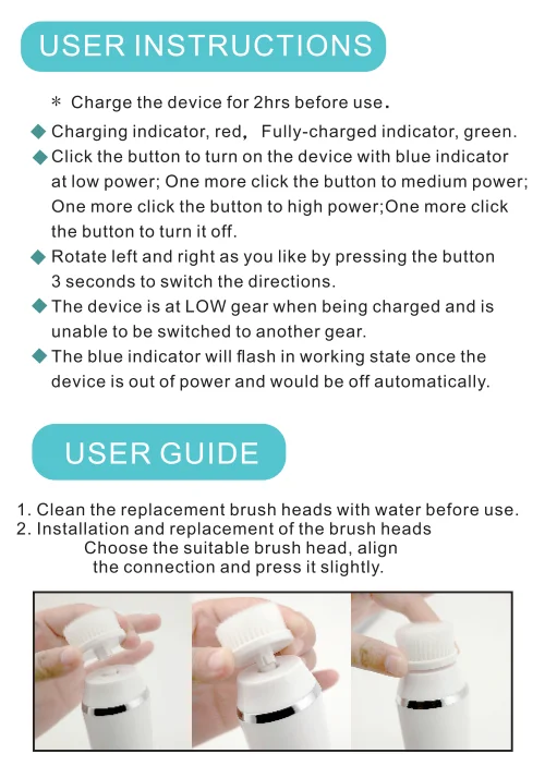 Electric Facial Cleansing Brush3 in 1 Facial Spin Brush Tiktok Portable Luna Mini Massage Waterproof Tightening Deep CleanTool
