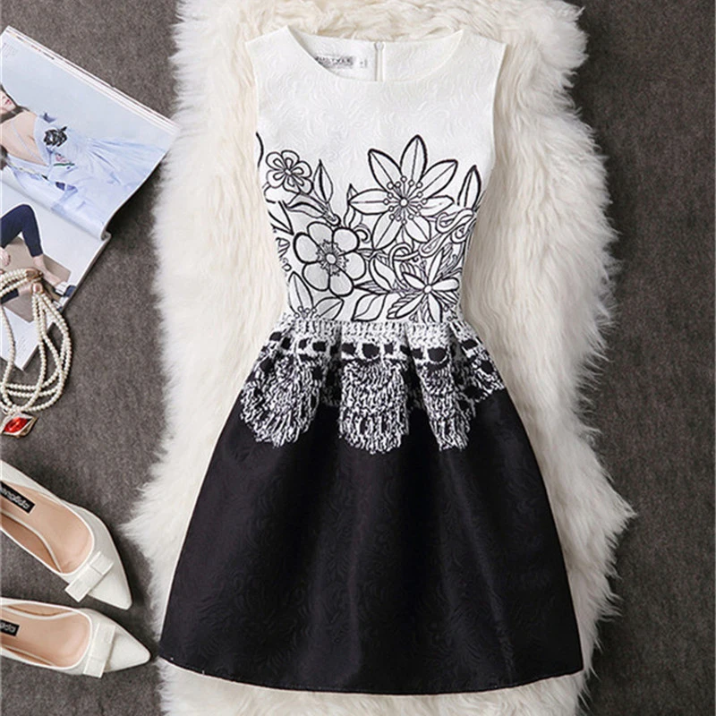 Женское винтажное офисное платье с принтом Элегантное повседневное праздничное