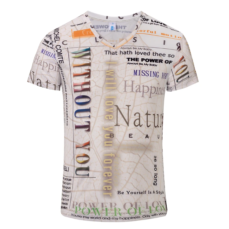 Cool New 2017 Men Women Slim letters printed short-sleeved V-neck T-shirt Breathable European and American fashion | Мужская одежда