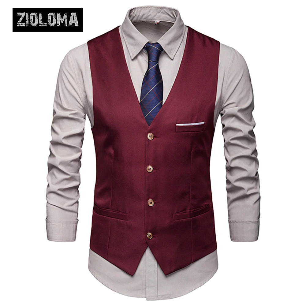 ZIOLOMA Men Basic Casual Male Waistcoat Gilet Homme Plaid Sleeveless Social
