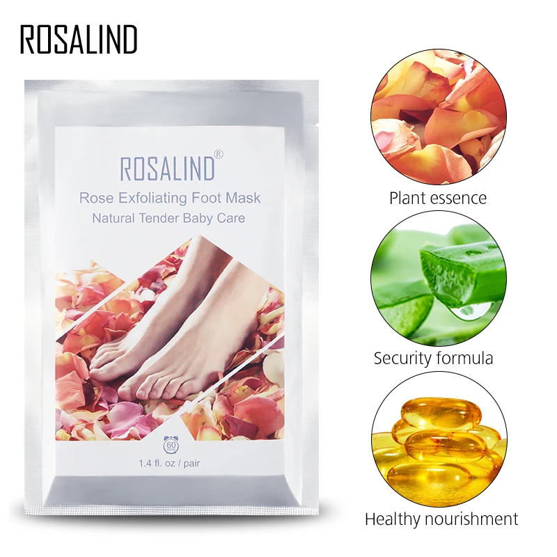 Отшелушивающая маска для ног ROSALIND носочки педикюра удаляет омертвевшую кожу 2 шт.