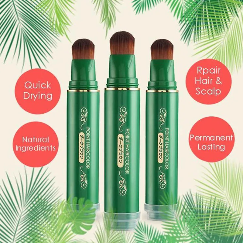 

100% Natural Herb White Hair Cover Pen Long-Lasting Black Brown Temporary Hair Dye Cream Mild Fast One-off Hair Color Pen Newest