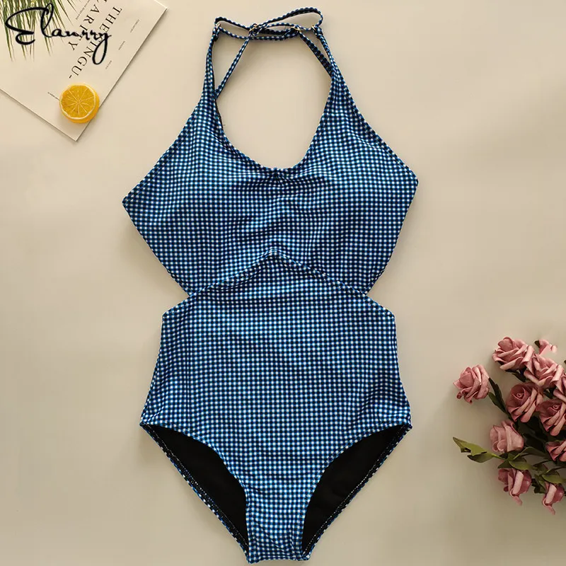 Женский слитный купальник 2019 пикантный винтажный с подкладкой открытой спиной