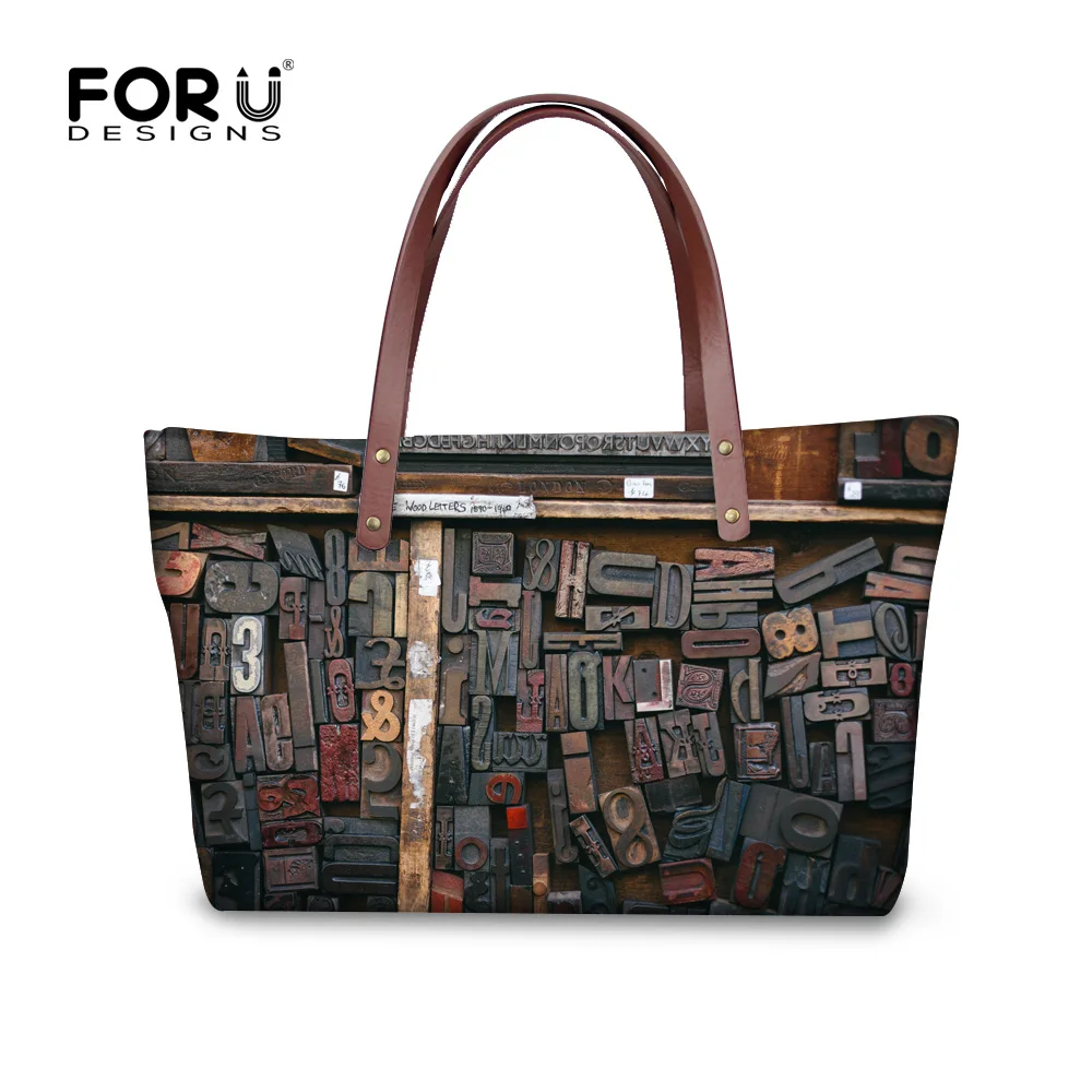FORUDESIGNS/Винтаж книжные полки в библиотеке печати Для женщин Сумки Сумка тоут сумка