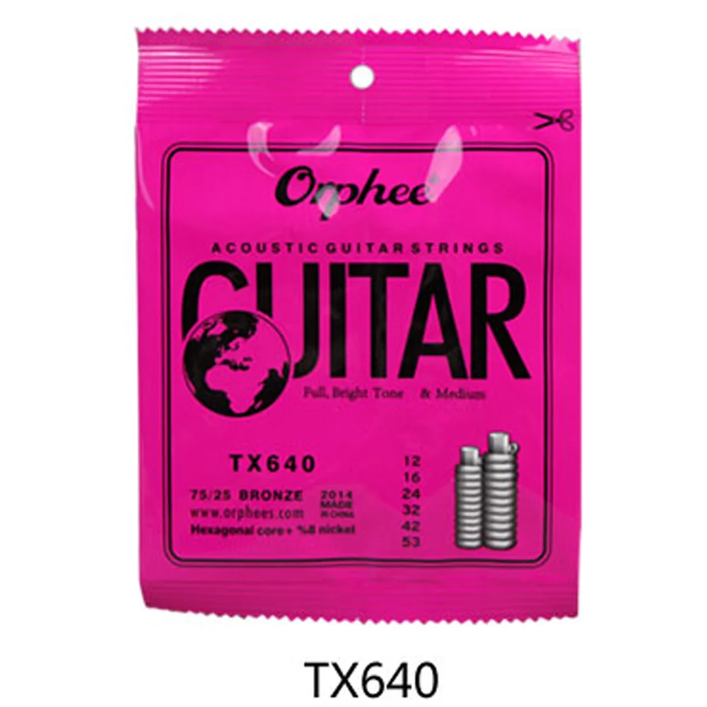 20 компл./лот Orphee TX Высококачественная шестиугольная углеродистая сталь в народном стиле Гитары ra акустической гитары 75/25 фосфористая бронза - Цвет: 20sets - TX640