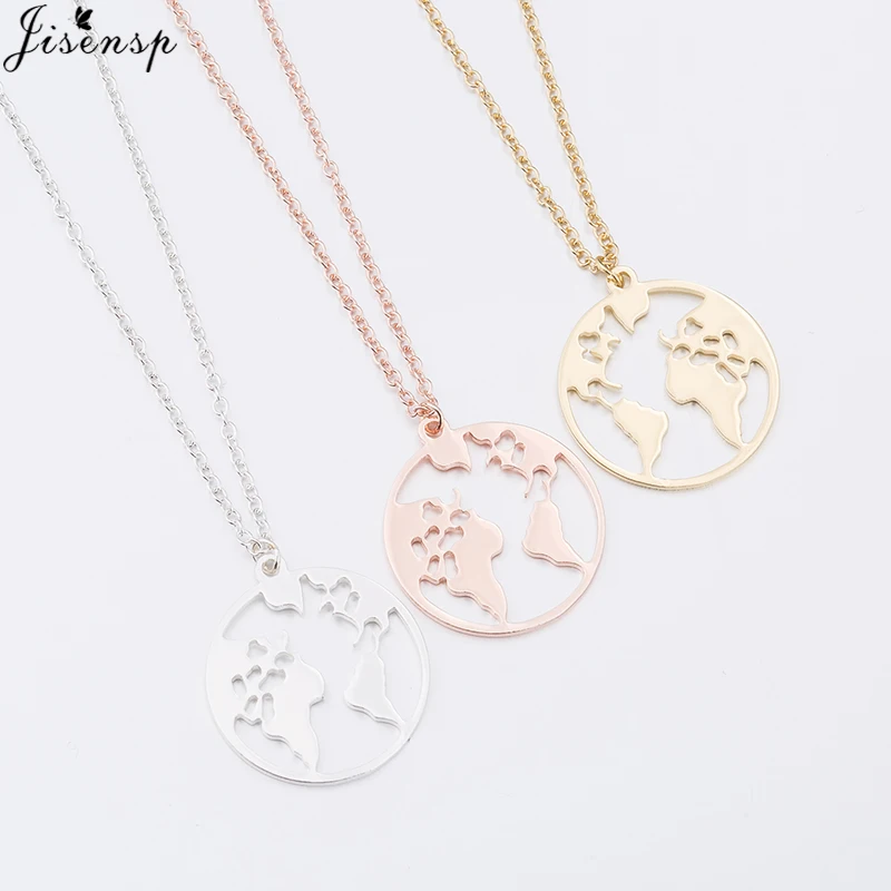 Jisensp винтажное ожерелье с подвеской в виде карты мира уникальный дизайн земли