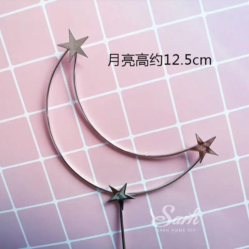 Silver star moon Сказочный замок Корона принцесса украшения с днем рождения на День святого Валентина день детей вечерние принадлежности прекрасный подарок - Цвет: Silver star moon