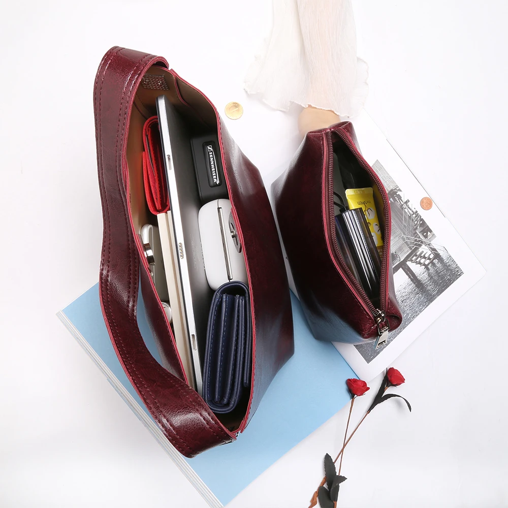 Летняя модная женская сумка из восковой кожи на плечо простая классическая