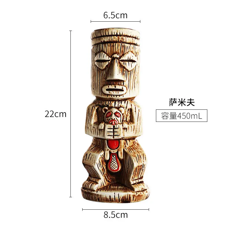 Гавайские кружки Tiki, Коктейльная чашка, пивная кружка для напитков, кружка для вина, керамические кружки Tiki, отлично подходят для коктейльных напитков - Цвет: D