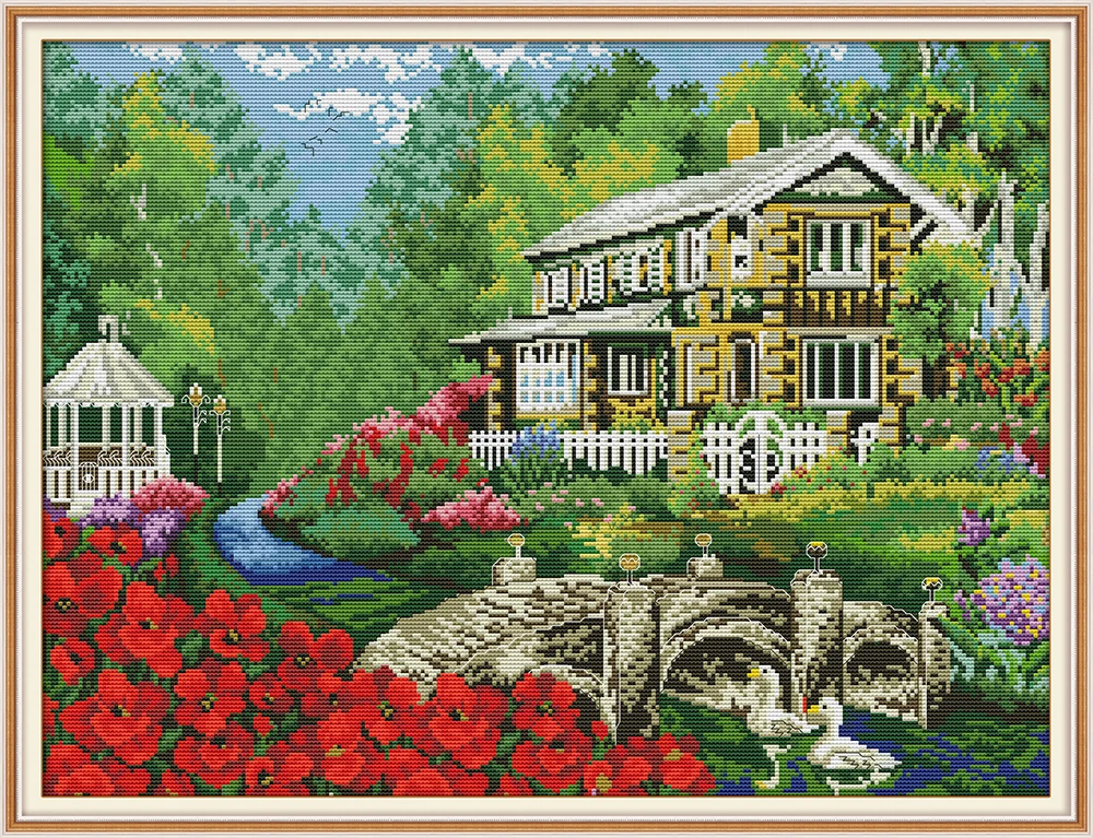

Villa in woods 1 cross stitch kit aida 14ct 11ct count print canvas cross stitches needlework embroidery DIY handmade