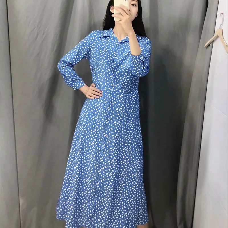 2019 шифоновое длинное платье для девушек с принтом летнее глубоким круглым