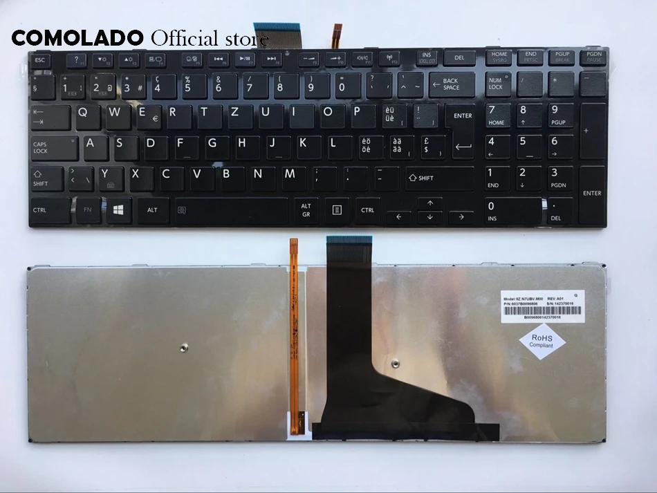 SW Swiss клавиатура с подсветкой для Toshiba C70 A U50 M50 L50 L70 S50 S55 S70 S75 черная ноутбука