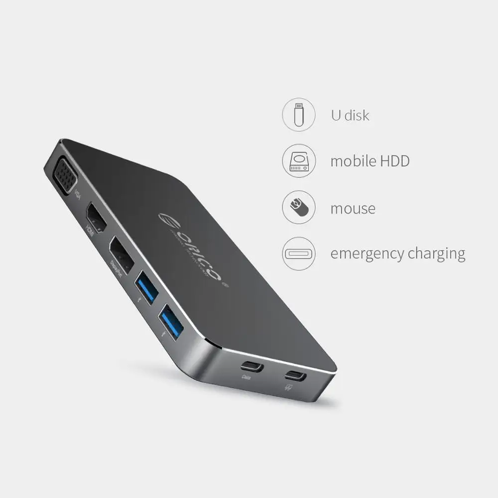 Orico все в одном USB C док станция для ноутбука к DP HDMI VGA 4 K с 3 0 typeC PD SAMSUNG разветвитель