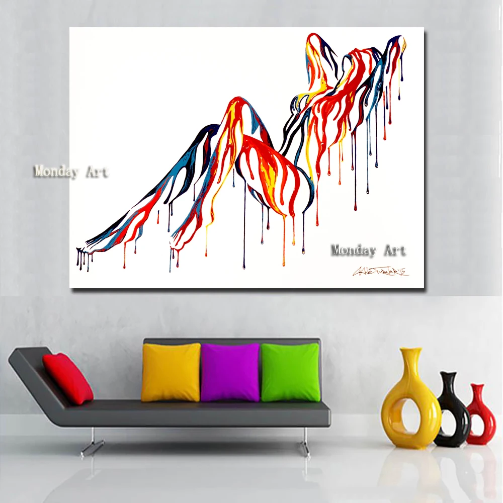 Acrylic Paintings best Hand Painted Abstract Home Decor Wall Art Nude Women Oil Painting on Canvas Palette Knife Naked Picture | Дом и сад