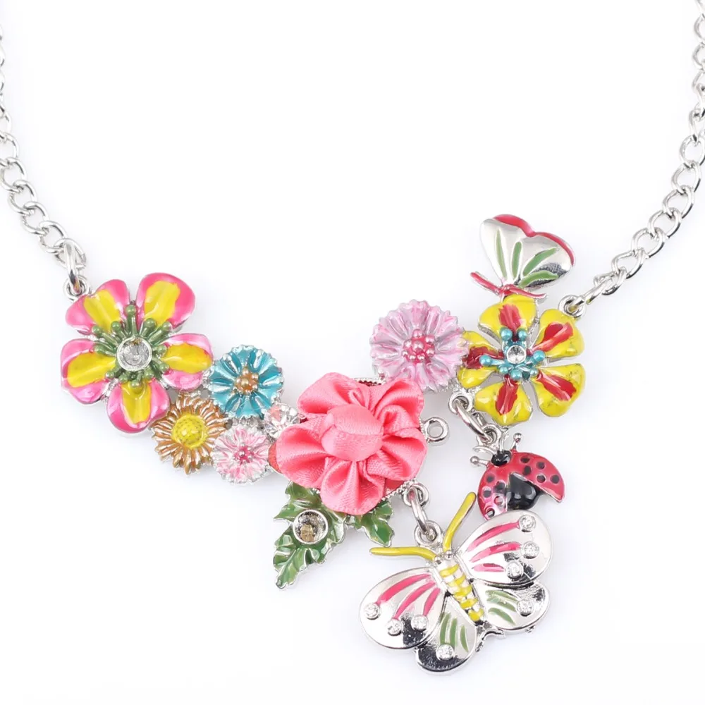 Женское Ожерелье Bonsny длинная цепь из сплава с цветами и эмалью новинка 2016|jewelry for