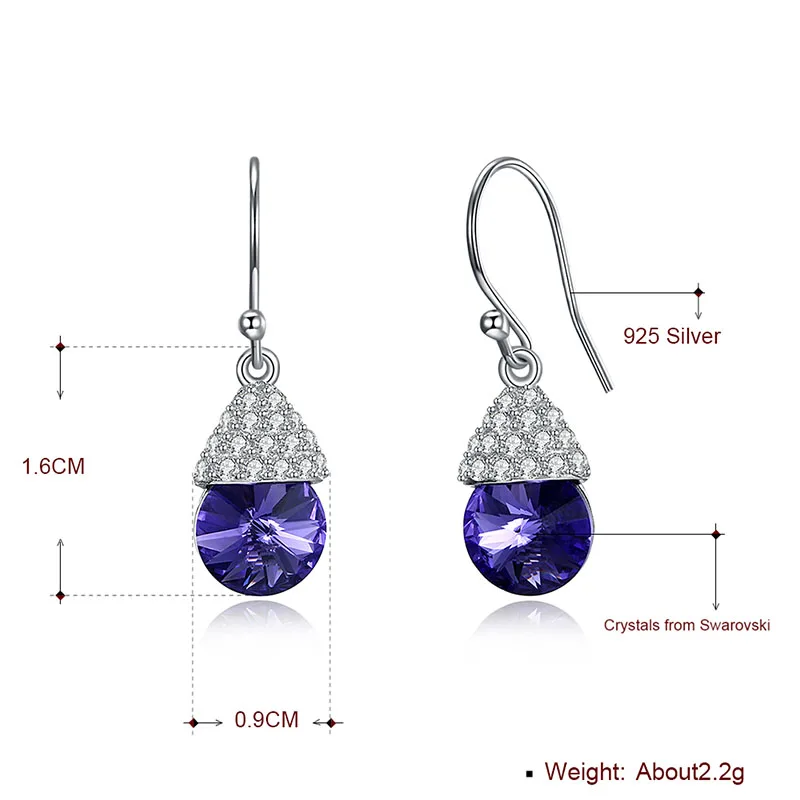 Женские серьги с кристаллом Swarovski элегантные круглые серьги-подвески из