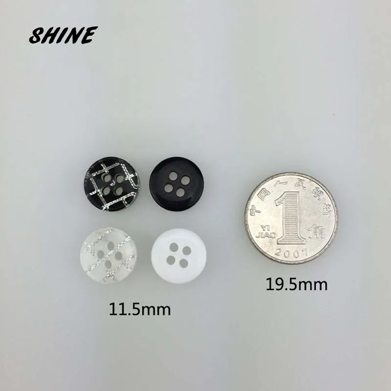 Полимерная пуговица SHINE для шитья скрапбукинг круглый черный или белый четыре