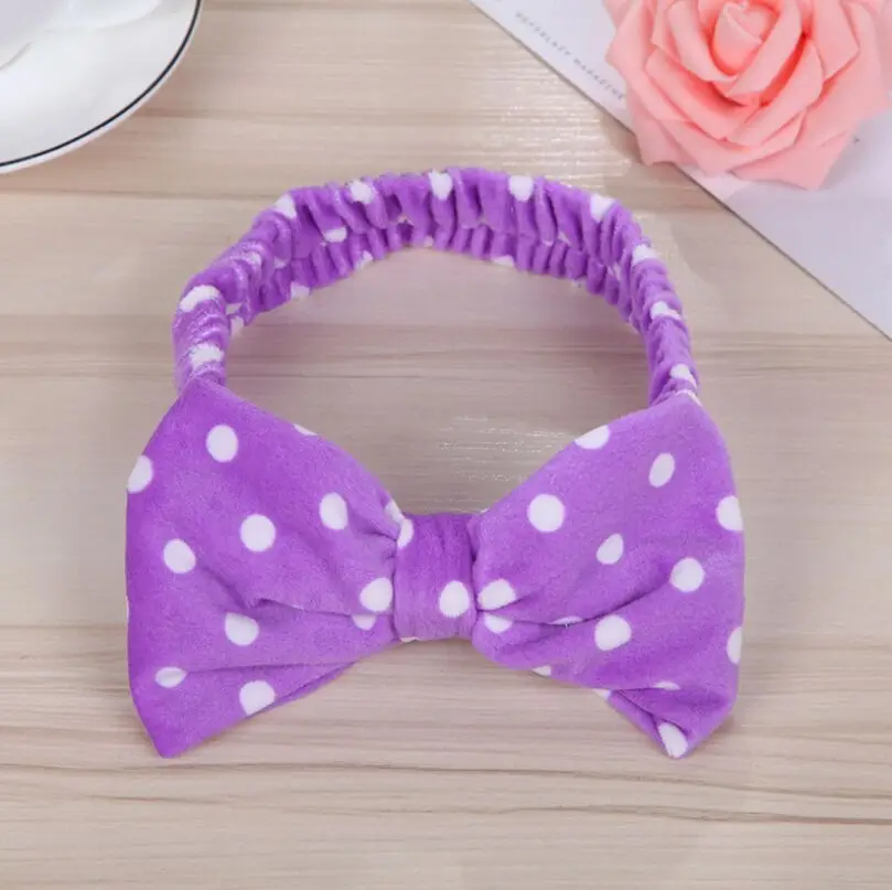 Повязка на голову с кроличьими ушками для девочек детская однотонная повязка